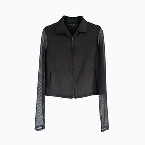 Noli Yoga Cora Scuba Jacket Sz M Black Mesh Sleeve Athleisure Sporty Goth Moto